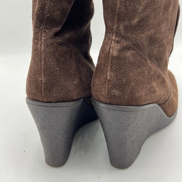 Calvin Klein brown leather boots size 8 wedge - Picture 6 of 8